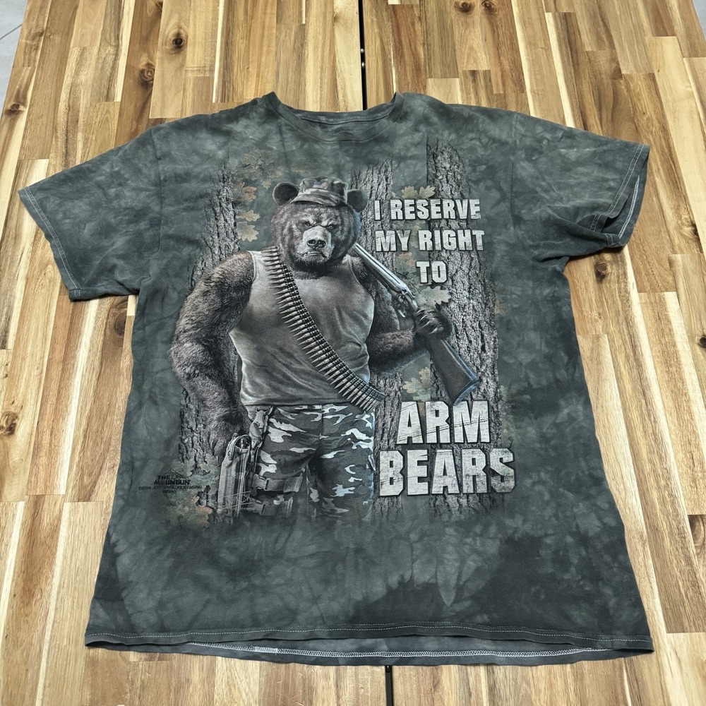 The Mountain Shirt Mens L Tie Dye Right To Arm Bears Hunting Military Camo Green